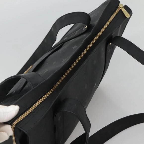 MCM Vicetos Logogram Shoulder Bag PVC Black Gold Auth - Picture 6 of 15